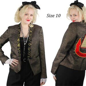 Desperately Seeking 80s Pyramid Style - Size 10 Metallic Gold Black Susan Jacket